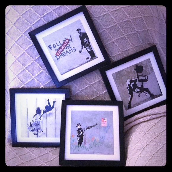 Other - 4 ea 10”x10” banksy prints framed